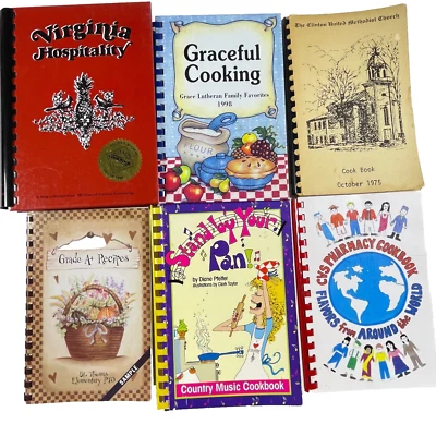 6 Spiral Bound Cookbooks church association regional Cook Books Cuisine - Image 1 of 4