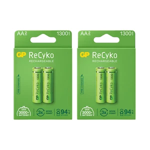 2 batterie ricaricabili GP AA ReCyko 1300mAh NiMH 1.2V batterie confezione da 2 - Foto 1 di 2
