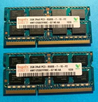 🟩Hynix 4GB (2x2GB) 2Rx8 PC3-8500 COMPUTER Memory RAM HMT125S6TFR8C-G7 - Image 1 of 2