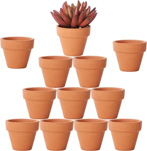 Yishang 1,9 Zoll kleine Terrakotta Töpfe 12er Pack - kleine Mini Tontöpfe mit Abfluss - Bild 1 von 12