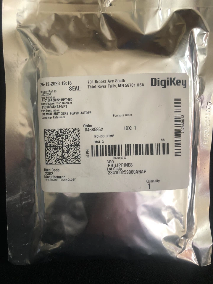 PIC18F45K22 PIC 18F45K22-I/PT-ND 8-bit 32Kb Flash 44TQFP QFP NEW USA - Image 1 of 1