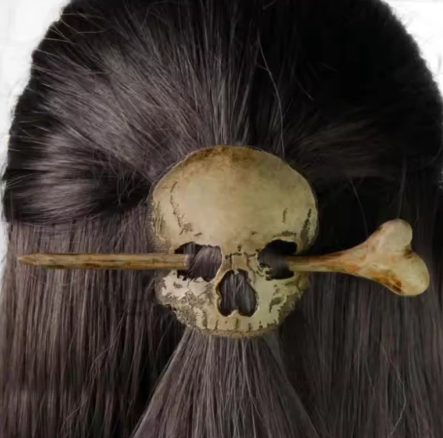 Pasador de pelo para mujer calavera huesos bruja horquilla gótica pagana - #17 Foto 1 de 4
