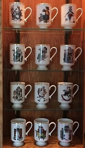 1981 Danbury Mint Collection Of Norman Rockwell Mugs, All 12 In Mint Condition - Picture 1 of 12