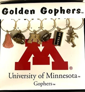 Minnesota Gophers Wine Charms By Wine Things NCAA Football 6 Metal w/gift box - Picture 1 of 3