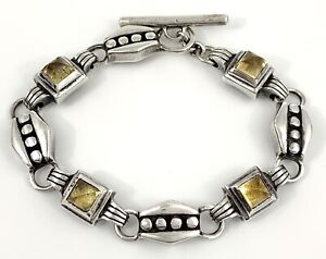Lisa Jenks Sterling Silver Citrine Toggle Bracelet 7.25”