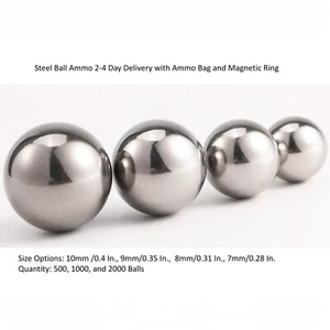 Slingshot Ammo Steel Balls 6/7/8/9/10 mm with 3x Rubber Bands and Ammo Bag - Picture 1 of 5