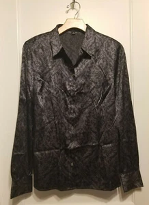 Ann Taylor Stretch Silk Shirt, Long Sleeves, Black Floral, Size 8, NWHT - Picture 1 of 7