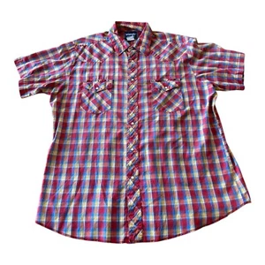 Camisas de manga corta a cuadros rojas a presión Wrangler Western para hombre talla 24"x30" - Imagen 1 de 6