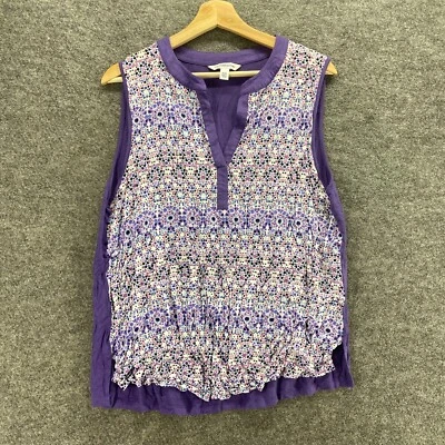 Blusa Croft & Barrow Mujer 2XL Púrpura Geométrica Cuello en V Sin Mangas Rayón Informal Foto 1 de 4