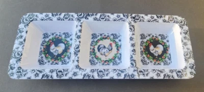 Keller-Charles Rooster Design 3 Section Serving Melamine Dip Dish Crudite - Image 1 of 4