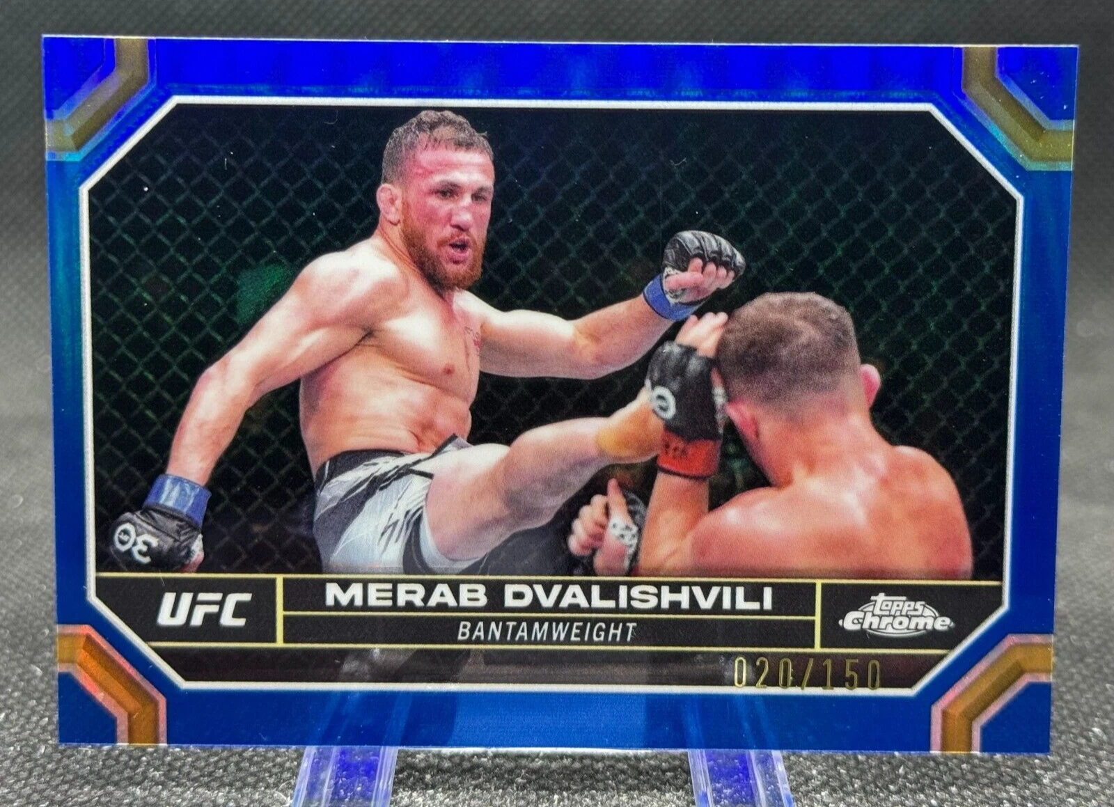 Merab Dvalishvili 2024 Topps Chrome UFC Blue Refractor /150 #135