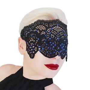 Blue Full Face Lace Masquerade Mask for Women Sexy Burlesque Veil Naughty Masks - Picture 1 of 8