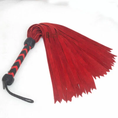 Látigo de cuero de gamuza genuino real de piel de vaca 25 caídas rojo resistente Foto 1 de 3