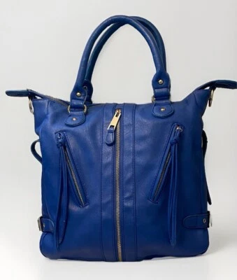 Women’s Blue Hobo Biker Crossbody Handbag Detachable Strap & Handles Leopard - Image 1 of 4