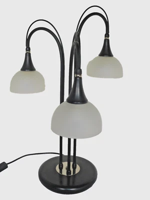 Tischlampe  Vintage Tischleuchte 3 flammig Beistelltisch Lampe Glas Lampenschirm - Bild 1 von 4