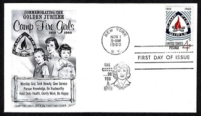 USA, SCOTT # 1167, WITH INFO PAGE FLEETWOOD FDC COVER OF CAMP FIRE GIRLS 1960 - Image 1 of 2