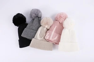 Invierno Damas Clásico Cálido Tejido Gorro Sombrero con Liner Piel Sintética POM POM Bobble - Imagen 1 de 4