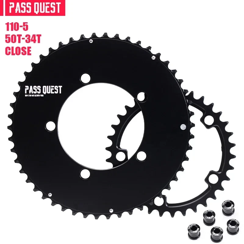 110BCD 5-Bolt Double Chainring AERO Chainring for Road Bike Gravel Bike 9/10/11S - Image 1 of 4