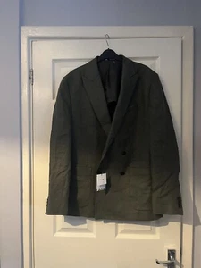 Zara Men’s Khaki Linen Collared Blazer Style Jacket Size 38 Inch Chest Brand New - Picture 1 of 16