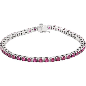 Pulsera de tenis rubí genuina de 7" en platino - Imagen 1 de 3