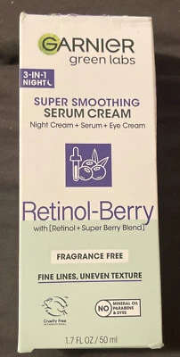 NEW Garnier Green Labs Retinol-Berry Super Smoothing Night Serum Cream 3-in-1 - Image 1 of 2