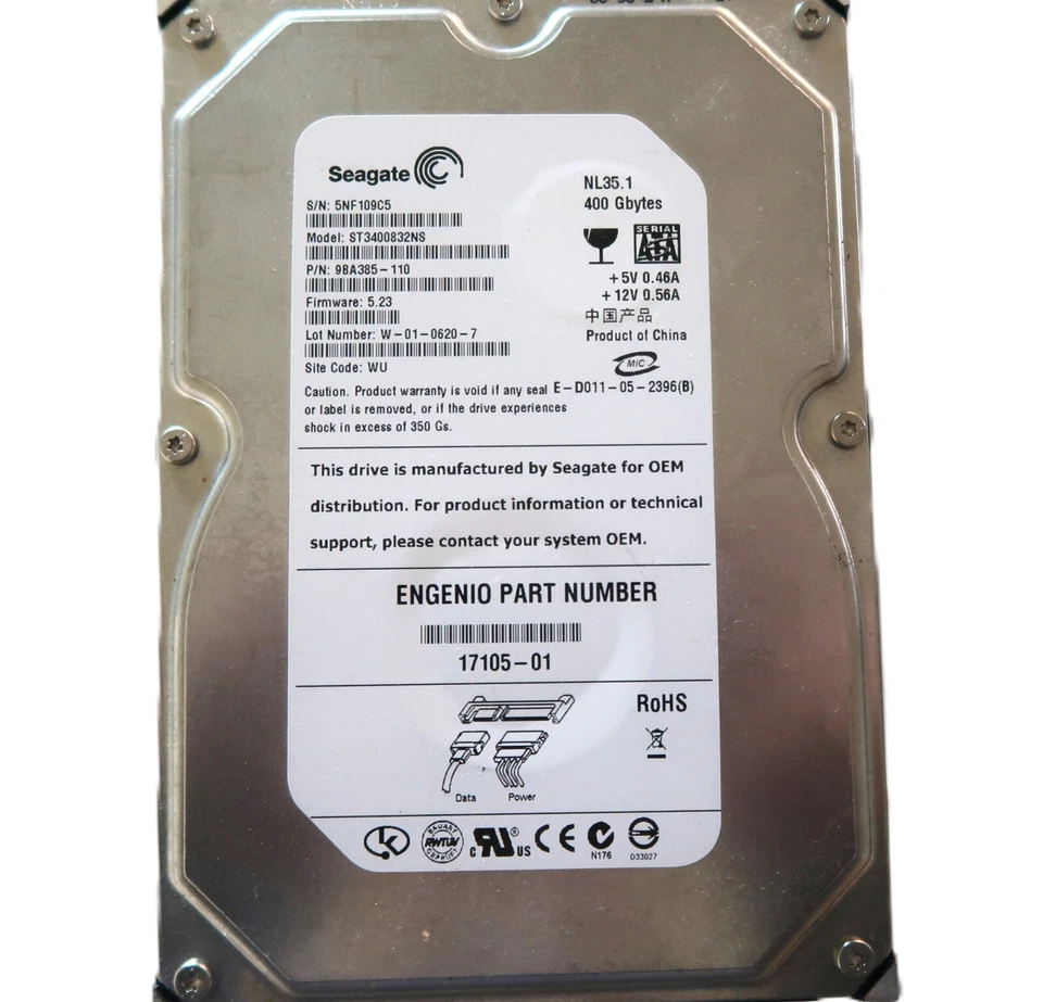 Seagate ST3400832NS 9BA385-110 5.23 WU China (5NF) 400gb 3.5" Sata Hard Drive - Image 1 of 1