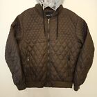 Mens Brown Hunter Story Hooded Jacket Quilted Size Medium Zipper Closure