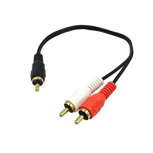 RCA Male to 2 RCA Male Audio Y Splitter Subwoofer Cable Bi-Directional Adapter - Picture 1 of 5