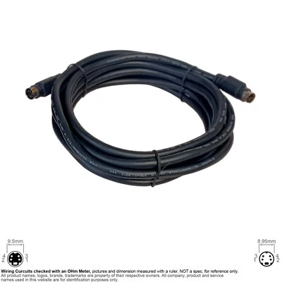 Cable S Video TV Mini Din MD 4 Pin Round Female Male 12FT Extension #104451 - Image 1 of 2