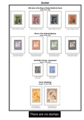 Print a Zanzibar (1895-1967) Stamp Album fully illustrated & annotated