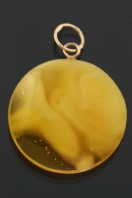 Colgante Miel Yema de Huevo ÁMBAR BÁLTICO ORO 14K Genuino 3g 230329-8 Foto 1 de 4