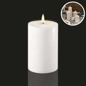 Indoor LED-Echtwachs Kerze 15 x 10cm mit realistischer Flamme & Echtwachsspiegel - Bild 1 von 28