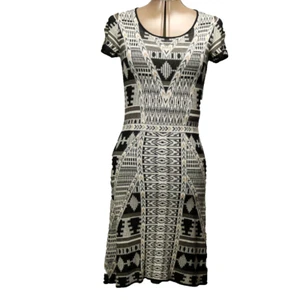 Cynthia Rowley Geometric Print Short Sleeve Knee Length Knit Sweater Dress S - Picture 1 of 22