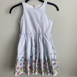 Gap Girls Floral Dress Fit & Flare Zip Back Size S Regular (6-7) 100% Cotton EUC - Picture 1 of 16
