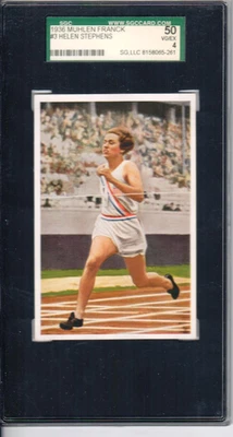 1936 Muhlen Franck #3 Helen Stephens 100 m medallista de oro olímpico SGC 4 Foto 1 de 2