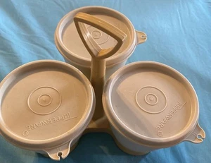 Carrito de condimentos Tupperware 757-9 de colección servidor 3 tazones tapas cosecha oro amarillo - Imagen 1 de 6