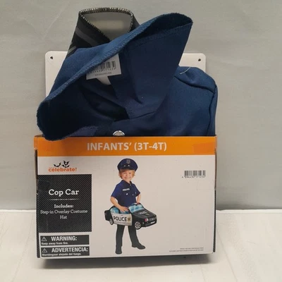 Fantasia de carro de polícia infantil Halloween 3T-4T policial vestir crianças NOVO - Imagem 1 de 2