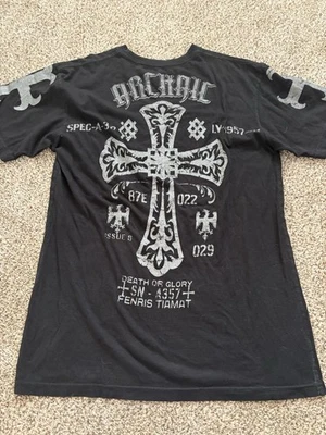 Camisa Y2K 2000’s Cruz Arcaica Gótica Emo Hombre’s Talla Grande Foto 1 de 4