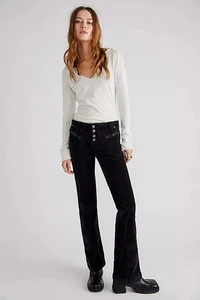Neu mit Etikett Free People Bootcut-Hose schwarz Samt hinten Größe 10 - Bild 1 von 6