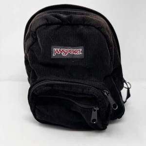 Jansport Vintage 90er Mini Rucksack verblasst schwarz Cord klein 12" L x 10" B x 4" - Bild 1 von 8