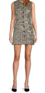ANTONIO MELANI EMILIANA A-LINIE MINIKLEID TWEED PAILLETTEN SCHWARZ & SILBER GRÖSSE 2 US - Bild 1 von 6