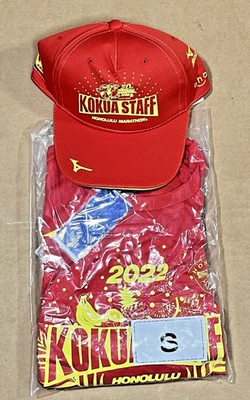 Honolulu Marathon 50 Aniversario Kokua Staff Sombrero y Camisa Combo Hawaii 2022 Nuevo Foto 1 de 4