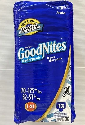 Calzoncillos vintage L-XL Jumbo Goodnites Pull-Ups 2004-2007 niños 13 unidades BMX Foto 1 de 4