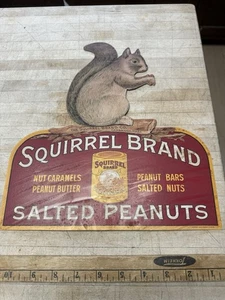 Vintage SQUIRREL BRAND Salted Peanuts  Cardboard Advertising Sign Antique - Picture 1 of 6