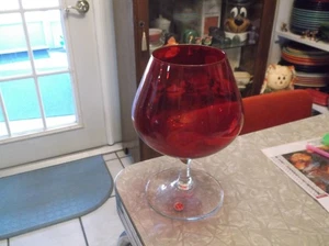 Vintage Italian Red and Clear Large Brandy Sniffer - Picture 1 of 7