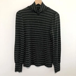 J. Rundhalsausschnitt schwarz glitzernder Regenbogen gestreifter Rollkragenpullover Größe Small - Bild 1 von 8