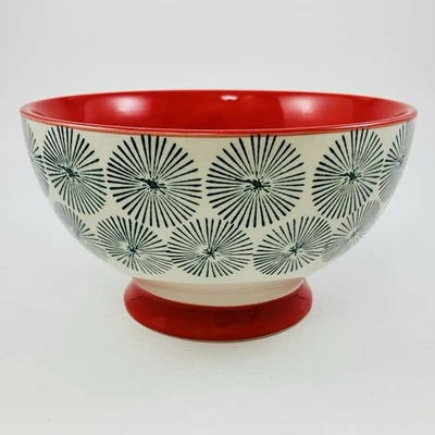 The Pioneer Woman "Happiness" Stoneware Red Interior Footed Bowl - Image 1 of 4