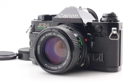 [Near MINT ] Canon AE-1 Program 35mm Film Camera Black NFD 50mm f/1.4 From JAPAN - Image 1 of 4
