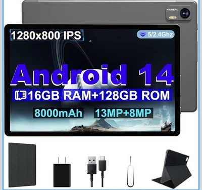 Tablet 10.4 inch Android 14 Tablet with 16GB RAM 128GB ROM 1TB TF Card Expandabl - Image 1 of 4