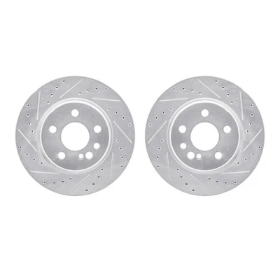 Rotores de freno Dynamic Friction 7002-63092 DFC - perforados y ranurados - plateados Foto 1 de 4